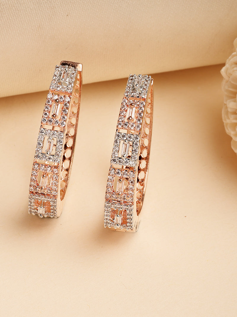 Rose Gold Plated American Diamond Circular Hoop Earrings