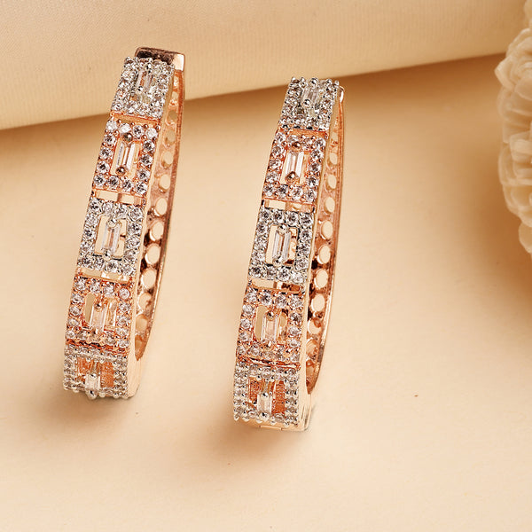 Rose Gold Plated American Diamond Circular Hoop Earrings