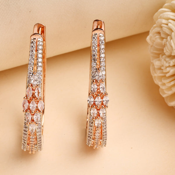 Rose Gold Plated American Diamond Circular Hoop Earrings