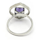 Rhodium Plated Silver Toned Violet American Diamond Studded Pendant Combo With Ring