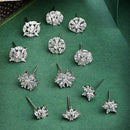 Rhodium Plated Combo Set of 6 Unique Earrings with White American Diamond Studded