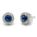 Rhodium Plated with Round Blue American Diamond Studded Pendant Set