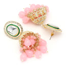 Traditional Gold Plated kundan Studded Pink Glass Beaded Royal Jhumkas Earrings