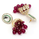 Traditional Gold Plated kundan Studded Glass Beaded Royal Jhumkas Earrings