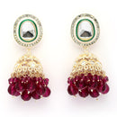 Traditional Gold Plated kundan Studded Glass Beaded Royal Jhumkas Earrings