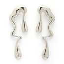Rhodium Plated Silver Toned Abstract Drip Stylish Earrings