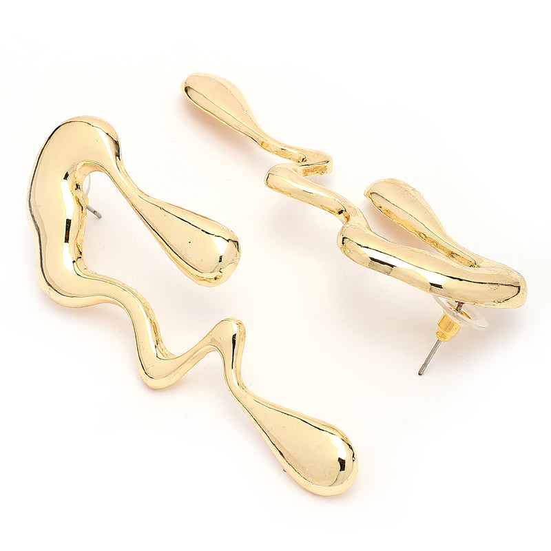 Gold Plated Abstract Drip Stylish Earrings