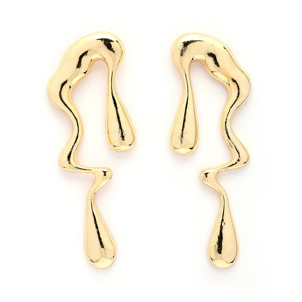 Gold Plated Abstract Drip Stylish Earrings