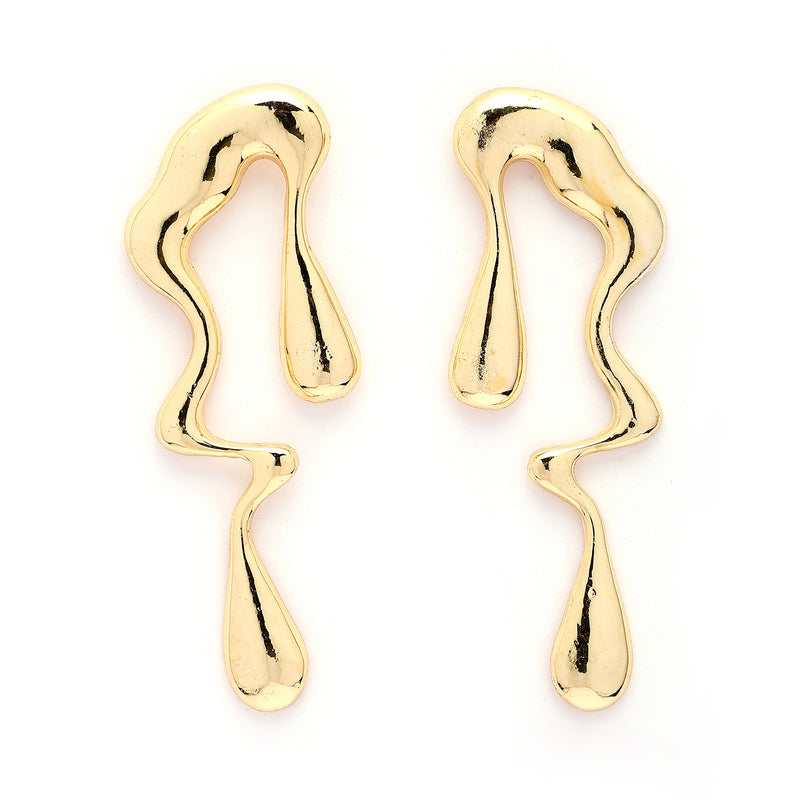 Gold Plated Abstract Drip Stylish Earrings