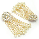 Traditional Gold Plated White kundan Studded Pearl Beaded Dangler Earrings
