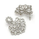 Rhodium Plated Silver Toned Petal Cluster White American Diamond Studded Earrings