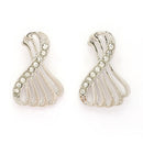 Stylish Twist Rhodium Plated Silver Toned Cubic Zirconia Studded Stud Earrings
