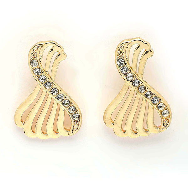 Stylish Twist Gold Plated Cubic Zirconia Studded Stud Earrings