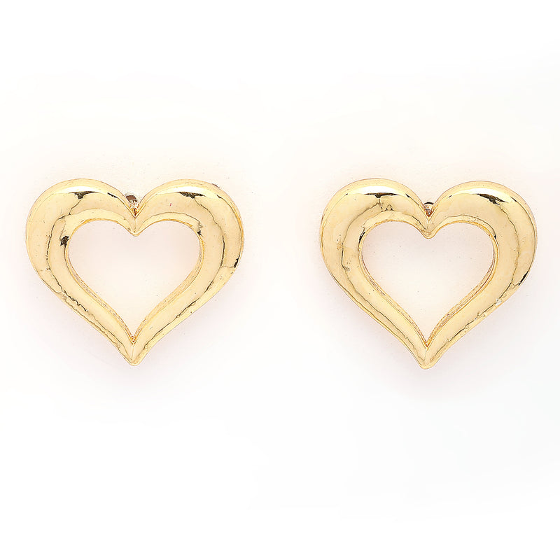 Gold Plated Heart Shaped Stud Earrings for Women & Girls