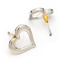 Rhodium Plated Silver Toned Heart Shaped Stud Earrings
