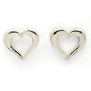 Rhodium Plated Silver Toned Heart Shaped Stud Earrings