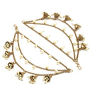 Traditional Gold Plated White Pearl Beaded Multi Layered Ear Chain Earrings