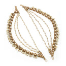 Traditional Gold Plated White Kundan Pearl Beaded Multi Layered Ear Chain Earrings
