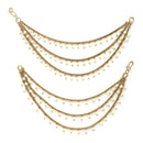 Traditional Gold Plated White Pearl Beaded Multi Layered Ear Chain Earrings