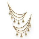 Traditional Gold Plated White Pearl Beaded Multi Layered Ear Chain Earrings