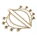 Traditional Gold Plated White Pearl Beaded Multi Layered Ear Chain Earrings