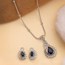 Pendant Set for Women & Girls Blue Crystal Necklace Jewellery Set