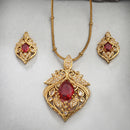 Gold Toned Brass Floral Vintage Pendant Set for Women & Girls