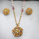 Gold Plated Brass Floral Pendant Set for Women & Girls