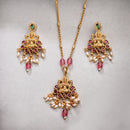 Gold Plated Brass Temple Chandbali Pendant Set for Women