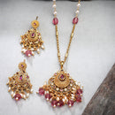 Gold Plated Brass Temple Chandbali Pendant Set for Women
