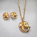 Gold Toned Brass Elephant Motif Pendant Set for Women & Girls