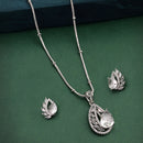 Halo Teardrop Pendant Set for Women & Girls White Crystal Necklace Jewellery Set