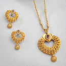 Gold Plated Brass Traditional Heart shape Pendant Necklace Set for Women