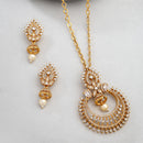American Diamond Brass Gold Toned Pendent Set