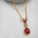 Gold Toned Brass Geometric Halo Pendant Set for Women & Girls