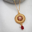 Gold-Plated Traditional Ethnic Stylish Moon Pendant Necklace for Women