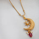 Gold-Plated Traditional Stylish Moon Pendant Set for Women