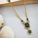 Gold Toned Brass Geometric Halo Pendant Set for Women & Girls
