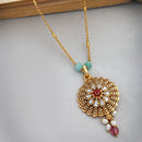 Gold-Plated Traditional Ethnic Floral & Moon Pendant Set for Women