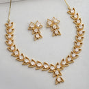 Silver Toned Brass Teardrop Floral Necklace Set for Women & Girls