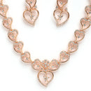 Rose Gold Plated Hearts Shaped with White American Diamond Stone Studded Jewellery Set