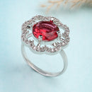Rhoidum Plated Silver-toned Crystal Floral Statement Ring for Women