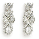 Rhodium Plated Silver Toned Teardrop American Diamond Jewellery Set