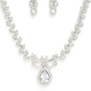 Rhodium Plated Silver Toned Teardrop American Diamond Jewellery Set