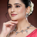 Oxidized Plated with Pink Pearl & Stone Studded Jewellery Set