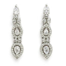 Rhodium Plated Silver Toned White American Diamond Studded Tear Drop Shaped Jewellery Set