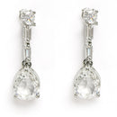 Rhodium Plated Silver Toned with Teardrop Style White American Diamond Studded Jewellery Set