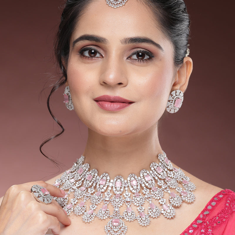 Kiara Advani Inspired Wedding Jewellery Set - PINK