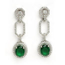 Rhodium Plated Silver Toned Emerald Green American Diamond Studded Jewellery Set
