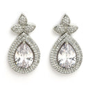 Rhodium Plated Silver Toned White American Diamond Studded Jewellery Set